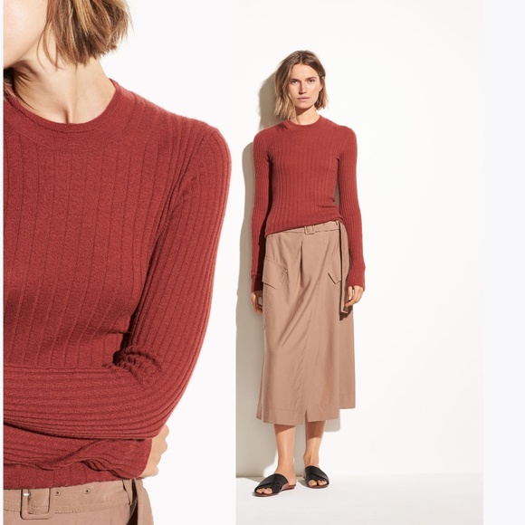 Vince Sweaters - VINCE. Mixed Rib Cashmere Long Sleeve Sweater sz S